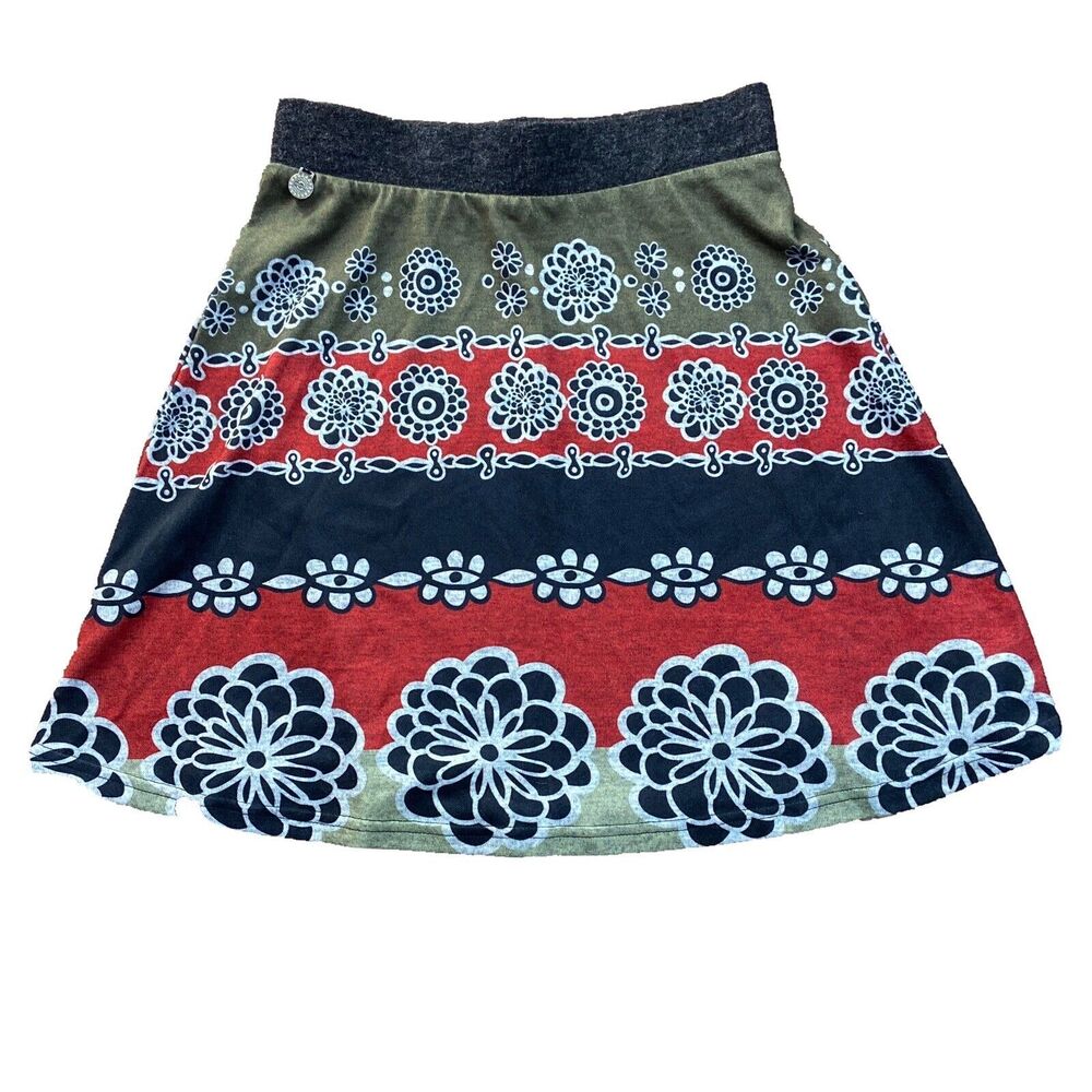 Mismash Skirt A Line Size XS Floral Stripe Stretch Above Knee Smash